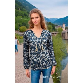 BLUSA ESTAMPADA DE GASA MUJER ROSSAN