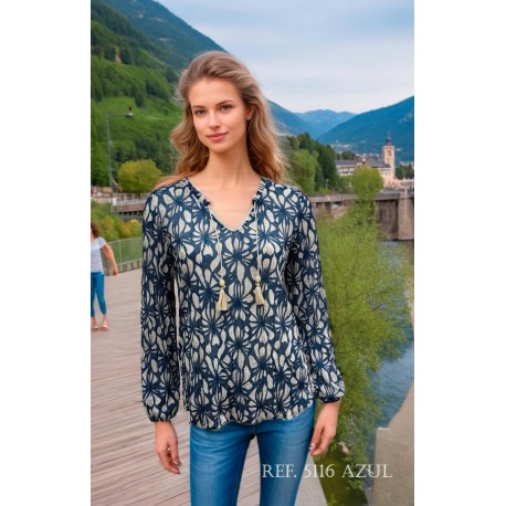 BLUSA ESTAMPADA DE GASA MUJER ROSSAN