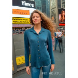 CAMISA LISA azul DE PUNTO MUJER ROSSAN 