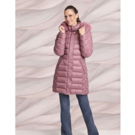ABRIGO ACOLCHADO DE MUJER CON CAPUCHA DE PELO ROBERTO BASSIC WOMAN +COLORES