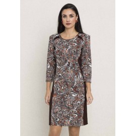 VESTIDO ESTAMPADO CON COSTADILLOS EN NEGRO MUJER BOGUAR