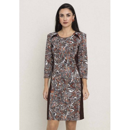 VESTIDO ESTAMPADO CON COSTADILLOS EN NEGRO MUJER BOGUAR