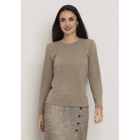 CAMISETA LISA LANOSA CON VIVOS EN ESCOTE MUJER BOGUAR