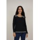 Camiseta de punto fino negra mujer lili dudu