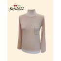 Camiseta de punto fino beige mujer lili dudu