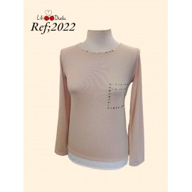 Camiseta de punto fino beige mujer lili dudu