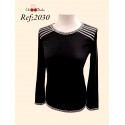 Camiseta de punto fino negra mujer lili dudu