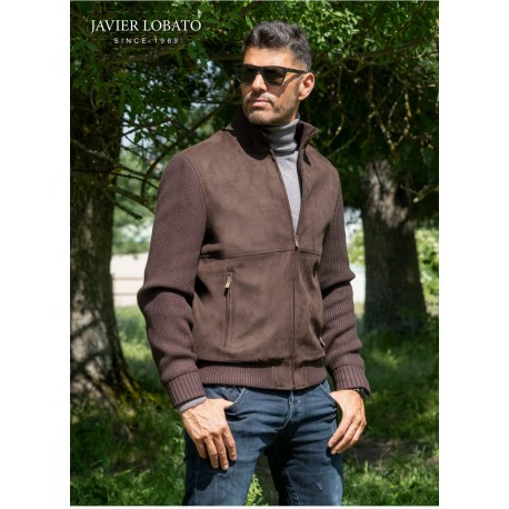 CAZADORA COMBINADA MARRON DE HOMBRE DE JAVIER LLOBATO
