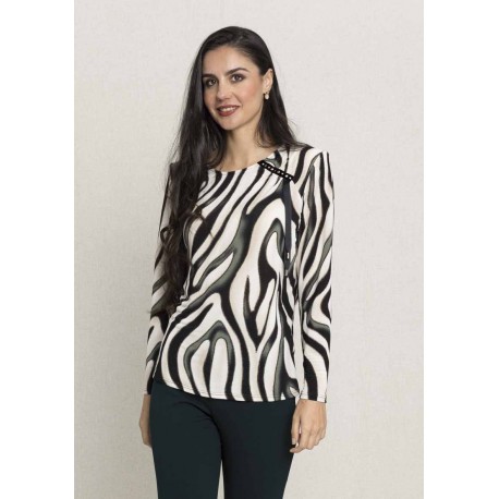 CAMISETA CON ESTAMPADO DE CEBRA MUJER BOGUAR