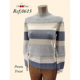 JERSEY DE PUNTO  RAYAS AZUL MUJER LILI DUDU