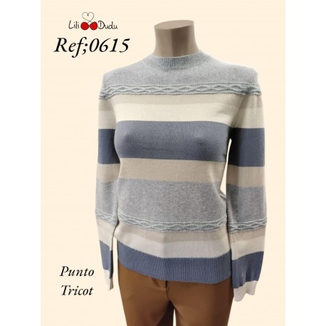 JERSEY DE PUNTO  RAYAS AZUL MUJER LILI DUDU