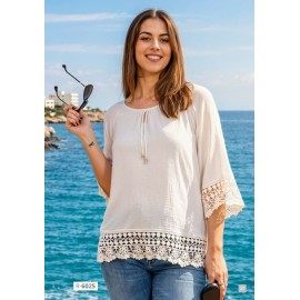 CAMISA LISA MEJICANA BLANCA MUJER ROSSAN