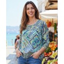 CAMISA ESTAMPADA CON VOLANTES MUJER ROSSAN