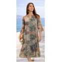 VESTIDO ESTAMPADO CUELLO PASAMANERIA MUJER ROSSAN