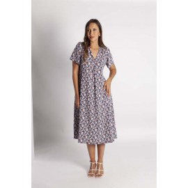 VESTIDO ESTAMPADO CON PLIEGUE MUJER BOGUAR