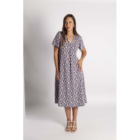 VESTIDO ESTAMPADO CON PLIEGUE MUJER BOGUAR