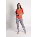 CAMISETA LISA CON OLLADOS EN ESCOTE MUJER BOGUAR +COLORES