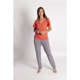 CAMISETA LISA CON OLLADOS EN ESCOTE MUJER BOGUAR +COLORES