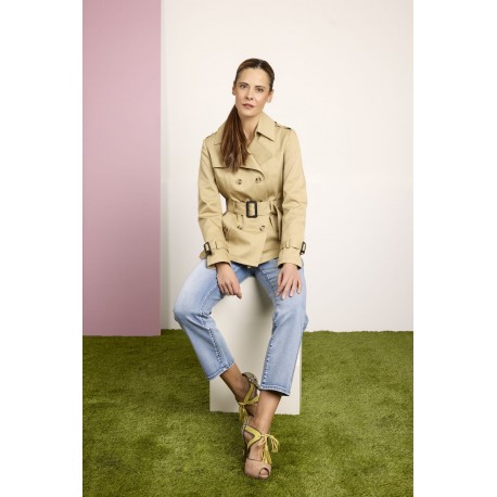 Gabardina corta de mujer con doble botonadura Roberto Bassi Woman