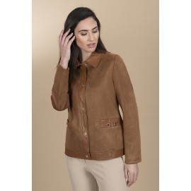 CHAQUETA MARRON ANTELINA CON POLIPIEL MUJER ESTEFANIA RODRIGUEZ