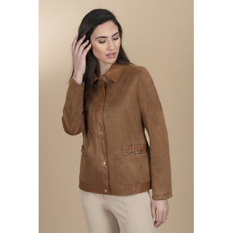 CHAQUETA MARRON ANTELINA CON POLIPIEL MUJER ESTEFANIA RODRIGUEZ