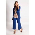 CHAQUETA LARGA AZULON CON PLIEGUE MUJER BOGUAR