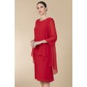 VESTIDO ROJO CON SOBRECAPA  MUJER ESTEFANIA RODRIGUEZ