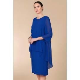 VESTIDO AZULON CON SOBRECAPA  MUJER ESTEFANIA RODRIGUEZ