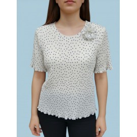 Camiseta plisada de mujer con lunares juper