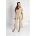 CAMISETA LISA BEIGE CON DRAPEADO MUJER BOGUAR 