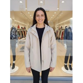 CHUBASQUERO BEIGE CON CAPUCHA MUJER LOSAN