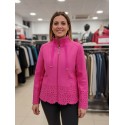CHAQUETA DE ANTELINA FUCSIA CON TROQUELADOS MUMER MCM