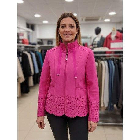 CHAQUETA DE ANTELINA FUCSIA CON TROQUELADOS MUMER MCM