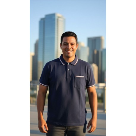 POLO HOMBRE CON BOLSILLO AZUL CARLOS CORDOBA