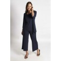 CHAQUETA LARGA AZUL MARINO CON PLIEGUE MUJER BOGUAR 