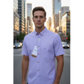 CAMISA LISA LILA MANGA CORTA HOMBRE CARLOS CORDOBA
