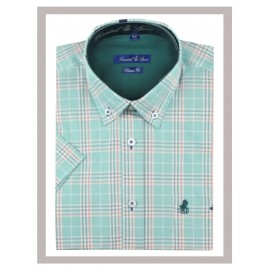 Camisa hombre corta de tallas grandes Forestal de cuadros rosas
