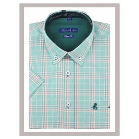 Camisa hombre corta de tallas grandes Forestal de cuadros rosas