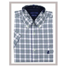 Camisa hombre corta de tallas grandes Forestal de cuadros rosas
