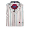 Camisa hombre corta de rayas rosa tallas grandes Forestal