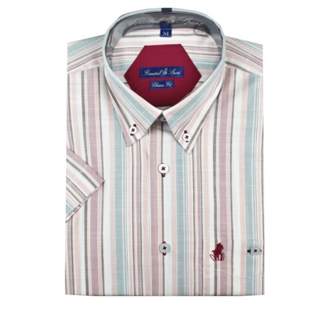 Camisa hombre corta de tallas grandes Forestal de cuadros rosas