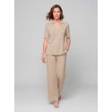 PANTALON FLUIDO BEIGE DE PUNTO MUJER 