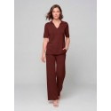 PANTALON FLUIDO MARRON DE PUNTO MUJER 