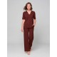 PANTALON FLUIDO MARRON DE PUNTO MUJER 