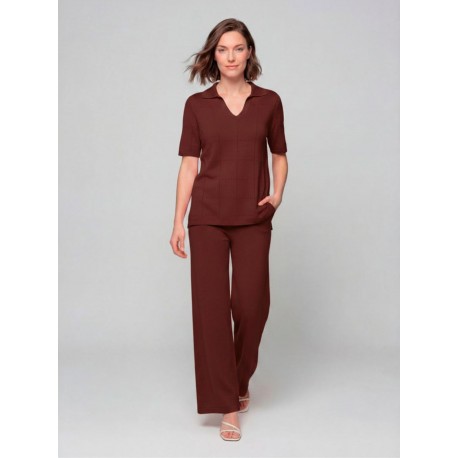 PANTALON FLUIDO MARRON DE PUNTO MUJER 