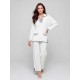 PANTALON FLUIDO CRUDO CON VIVOS EN AZUL MARINO DE PUNTO MUJER 