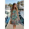 VESTIDO ESTAMPADO GASA CON PUNTILLA MUJER ROSSAN