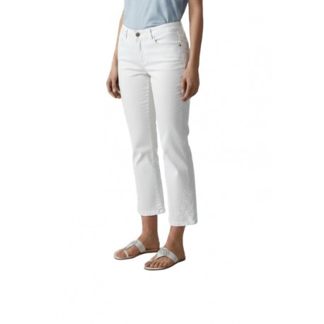 PANTALON VAQUERO TOBILLERO BLANCO CON BORDADO MUJER KOYOTE
