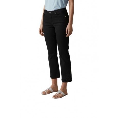 PANTALON VAQUERO TOBILLERO NEGRO CON BORDADO MUJER KOYOTE