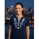 CAMISETA AZUL MARINO CON BORDADO DE LILI DUDU MUJER